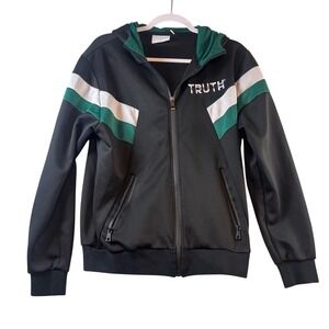 WEIV Los Angeles Mens Truth Clothing Track Jacket Black Green Hooded M
